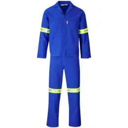 Technician 100 Cotton Conti Suit - Reflective Arms, Legs, Back - Yellow Tape Royal Blue Front